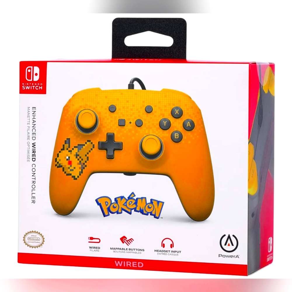 PowerA Pokémon Enhanced Wired Controller for Nintendo Switch - Pixel Pikachu